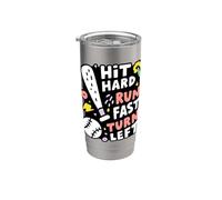 Hit Difficile Run Veloce Girare A Sinistra Baseball Divertente Sport Mamma Pap Bicchiere termico in acciaio inox doppia parete