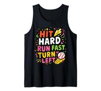 Hit Difficile Run Veloce Girare A Sinistra Baseball Divertente Sport Mamma PAP Canotta