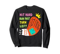 Hit Difficile Run Veloce Girare A Sinistra Baseball Divertente Sport Mamma PAP Felpa