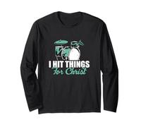 Hit Things for Christ for Christian Music Worship Batteristi Maglia a Manica