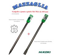 HITACHI-HIKOKI SET 2 SCALPELLI SDS-MAX n.1 A PUNTA mm 400 E n.1 PIATTO 25x400mm