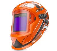 HITBOX Casco da Saldatura Auto-Oscurante - Oscuramento Regolabile 4/5-9/9-13, Visione True Color 3,94"×3,66" per TIG/MIG/ARC e Smerigliatura