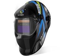 HITBOX Casco Saldatura Automatico Solare DIN 4/9-13 | Oscuramento automatico, visione regolabile, alimentazione energia solare,Per Saldatura MIG TIG ARC