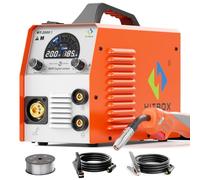 HITBOX Saldatrice MIG MAG 4 in 1 IGBT 200A - Con Gas/Senza Gas, Lift TIG, MMA - Display LED a Colori, Avanzamento Filo Sinergico - Incluso 1kg Filo 0.8mm (MT2000II)