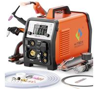 HITBOX Saldatrice Multifunzione Combo 200A 230V - MIG Pulsato Alluminio, MIG Gas/Filo Animato, TIG HF, Elettrodo, Taglio Plasma 40A (HBMC270)
