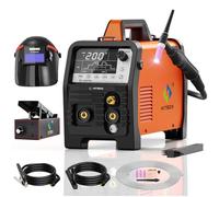 HITBOX Saldatrice TIG 200A, 230V - Saldatrice digitale 6-in-1 con avvio HF, MMA/TIG/Pulsato/Freddo/Pulizia TIG/Punto, 2T/4T, pedale e casco da saldatura a freddo inclusi(TIG200PRO)