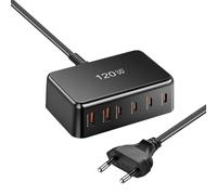 Hitburu Caricatore Rapido USB C, Caricatore da Tavolo per Computer, Alimentazione 6 Porte 120W per Dispositivi Mobili Computer Laptop Orologio Intelligente Uso Professionale