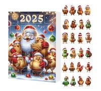 Hitburu Decorazioni Natalizie Gallina - Pendaglio 2D Acrilico con Festivo | Conteggio Alla Rovescia 2025 24-Giorni, Decorazione Appendibile Per Albero Di Natale Specchietto Auto Casa Festa