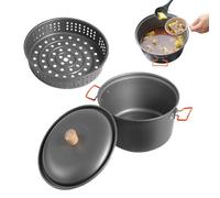 Hitburu Pentola da Campeggio - Utensile Da Cucina Grande Capacità Con Cottura A Vapore - Resistente al Calore Leggera con Granda Capacità Accessorio da Picnic per Uomo e Donna Escursionismo