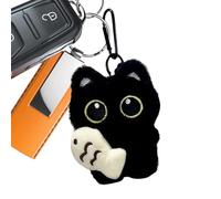 Hitburu Portachiavi Peluche Gatto,Portachiavi Morbido Nero con Charm per Borsa | Ciondolo per Portafogli Auto Tracolla Borsa Adulti Halloween Natale Compleanno San