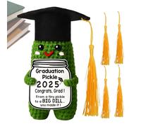Hitburu Positive Crochet - Bambola A Forma Di Cetrolino Con 5 Nappe Colorate,Decorazione per Scrivania con Cartolina Motivazionale per Ragazze Adolescenti Amiche Camera da Letto Casa Viaggio