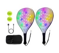 Hitburu Racchetta Da Tennis Per Principianti - Racchetta da Paddle per 2 Giocatori con Design Luminoso | Con 2 Palline Per Adulti E Bambini Per Sport All'Aperto E Allenamento Quotidiano