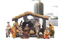 Hitburu Set Presepe,Presepe Sacra Famiglia Per Scrivania,Statuine Del Stalla Nascita Di Gesù | Per Bambini Cristiani Adulti Camera Da Soggiorno Ufficio Scuola Feste Natalizie Omaggi