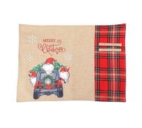 Hitburu Sottopiatto Per Le Feste - Stampa A Lettere In Tessuto A Quadri Nero E Rosso | Sottopiatto Retrò Per Il Natale | Per Occasioni Festive Invernali, Matrimoni, Feste, Ristoranti, Cucina