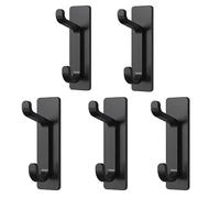 Hitchuey Confezione da 5 ganci appendiabiti neri, ganci autoadesivi in ABS, non sono necessarie forature, per appendere asciugamani/borse, vestiti, possono essere installati a parete/armadio/porta