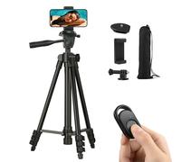Hitchy Treppiede Smartphone Cavalletto per Smartphone: 106cm Treppiede da viaggio leggero con Telecomando Compatibile con iPhone & Cellulare Android | Nero