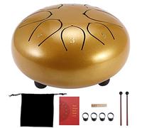 HITECHLIFE Strumento a Percussione per Tamburo con Lingua in Acciaio da 6 Pollici D Major 8 Suoni con 2 Bacchette 4 Borsa per il Trasporto con Copertura per Dita e Adesivo, per Yoga Zazen Meditation