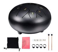 HITECHLIFE Strumento a Percussione per Tamburo con Lingua in Acciaio da 6 Pollici D Major 8 Suoni con 2 Bacchette 4 Borsa per il Trasporto con Copertura per Dita e Adesivo, per Yoga Zazen Meditation