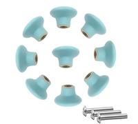 Hitefu - 10 pomelli in ceramica blu per armadietti, 32 mm, finitura lucida e rotonda, con viti, colore: Blu