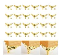 Hitefu 24 gambe in lega di ottone anticato, con gambe decorative in legno, per gambe decorative, per cassettiere, piedini per angoli decorativi con viti (stile 2, dorato)