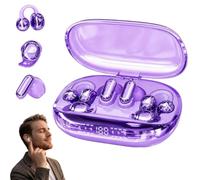HItianya 3-in-1 Wireless Earbuds Bluetooth 6.0, 360 Surround Sound Earbuds with Deep Bass, Noise Reduction Ear Hooks for Gaming Sports, USB-C Fast Charging LED Display, 96H Battery Life (Purple)