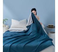 HItianya Cooling Blanket for Night Sweats, Q-Max 0.5 Double-Sided Cold Tech Summer Duvet for Hot Sleepers, Lightweight Breathable Bedding for Sofa Travel, Machine Washable (Dark Blue,L:200x230cm)