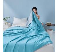 HItianya Cooling Blanket for Night Sweats, Q-Max 0.5 Double-Sided Cold Tech Summer Duvet for Hot Sleepers, Lightweight Breathable Bedding for Sofa Travel, Machine Washable (Lake Blue,S:100x150cm)