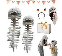 HItianya Spinosaurus Plush Dino Outfit, Spinosaurus Dinosaur Skeleton Costume, Halloween Fun 3d Realistic Dinosaur Costume Toy, Funny Skeleton Headgear Hat Decoration Cosplay Accessory (Adults*Kid)