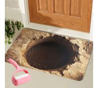 HItianya Tappeti che sembrano un buco, nuovo tappeto con fori 3D, motivo cane ha paura dell'illusione ottica 3D, tappetini antiscivolo per soggiorno, camera da letto, sala giochi (K, 50 x 80 cm)