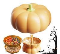 HItianya Vassoio per snack a forma di zucca, perfetto per snack, a doppio strato, con 3 scomparti divisi e contenitore per stuzzicadenti, per serate di film di Halloween (arancione, S)
