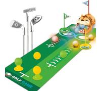 Hitish Set di mini golf giocattolo per bambini - Retrattile da golf con returner automatico da golf, 4 palline da golf luminose e tappetino da putting - giochi all'aperto, giocattolo sportivo per