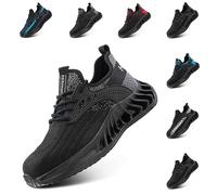 Hitmars Scarpe Antinfortunistiche Uomo Donna Scarpe da Lavoro Uomo Leggere Scarpa Antinfortunistica Punta in Acciaio Estive Antiscivolo s1p s1 s2 s3 SRC 1 Nero EU 38