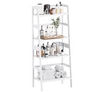 HITNET Scaffale a Scala Bianco, Libreria 4 Ripiani in Bambù, Scaffale di Archiviazione Autonomo per Soggiorno, Camera da Letto e Ufficio