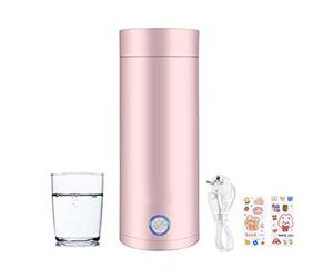 Hitopin 400ml Bollitore Elettrico, Bollitore Elettrico Portatile, Bollitore da Viaggio, Bollitore da Viaggio in Acciaio Inox, Invia 2PCS Adesivi, per La Preparazione di Latte, Caffè e Tè (Rosa)