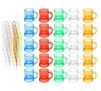 Hitopin Bicchieri da Shot con Manico, 25 Pezzi 30ml Riutilizzabili Bicchieri da Liquore,bicchierini da liquore da appendere con manico,bicchieri da liquore con manico in plastica,per Carnevale,Feste
