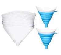 Hitopin Carta Filtro Conica di Nylon, 250 Pezzi Filtro Per Vernice, Filtri Per Vernice a Cono Di Carta, Filtri a Rete per Vernice Auto, con 2 Filtro a Imbuto in Silicone, per Vernice