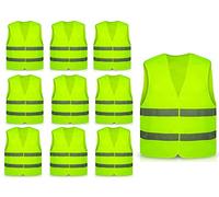 Hitopin Gilet di Sicurezza, 10PCS Giubbotto di Sicurezza Riflettente, Gilet Riflettente per Auto, Gilet di Sicurezza ad Alta visibilità, Gilet Catarifrangente, per Guidatore, Addetti alla Pulizia