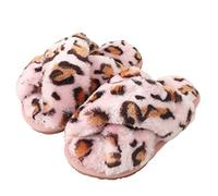Hitopteu Pantofole Donna Peluche Casa Scarpe Bambini Invernali Slippers Ciabatte Aperta Pantofole Pelose Fluffy Infradito Rosa leopardato EU 39/40 per la dimensione dell'etichetta 40/41