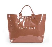 HiTotes PVC Large Kraft Paper Tote Bag with Top Handle - Work and Hobo Style Borsa a Tracolla with Letter Print