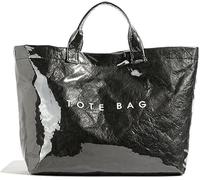 HiTotes PVC Top Handle Tote Borsa Hobo Grande in Kraft Paper with Letter Print for Work