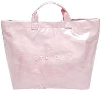 HiTotes PVC Tote Bag with Top Handle - Large Kraft Paper Shoulder Borsa with Letter Print for Work