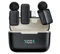 HITOZON Mini Microfono Lavalier wireless per iPhone e Android, microfono a clip con cancellazione/Voice change per registrazione video,Tiktok, Youtube, Vlogging,Trasmissioni dal Vivo,Interviste