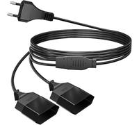 HITRENDS Cavo di alimentazione da 10 m, cavo di alimentazione 2 in 1, cavo di prolunga tipo C, spina europea su presa europea tripla tipo C, 0,75 mm², max. 6 A/250 V, nero