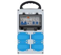 HITRENDS Distributore di corrente da parete, precablato, 4 prese Schuko da 230 V, 1 interruttore FI 32 A + 2 interruttori LS 16 A, IP67, impermeabile per interni ed esterni