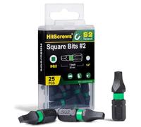 HitScrews Set 25 Pezzi Inserti Quadri SQ2 Magnetici da 25mm | Inserti Robertson #2 in Acciaio TaiWan S2 per Avvitatore a Impulsi per Legno e a Fori Tasca e Falegnameriaqing