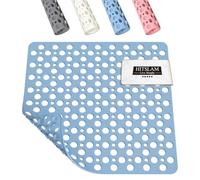 HITSLAM Quadrato Tappetino Doccia Antiscivolo, 53 x 53 cm Tappetino Bagno, Tappeto Doccia Antiscivolo con Ventose e Fori di Drenaggio, Morbido sotto i piedi, Lavabile in lavatrice, Blu