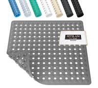 HITSLAM Tappeto Doccia Antiscivolo 53x53cm con Ventose, Tappetino Doccia antiscivolo Lavabile in Lavatrice senza BPA, Tappetino Bagno Resistente alle muffe e lavabile in lavatrice, Grigio