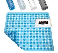 HITSLAM Tappeto Doccia Antiscivolo 53x53cm con Ventose, Tappetino Doccia antiscivolo Lavabile in Lavatrice senza BPA, Tappetino Bagno Resistente alle muffe e lavabile in lavatrice, Blu