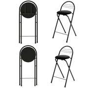 hitsuki Sgabello da Bar Nero Pieghevole con Schienale 60 cm Altezza Seduta - Set di 2 Sedia Alta Pieghevole, Sgabelli Cucina Economici Senza Montaggio, Isola Penisola Bancone