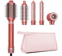 HITTIONA [5 in 1] Multifunzione Spazzola Asciugacapelli & Air Styler con Arricciacapelli Sutomatico, per Capelli Lisci & Ricci Volume Borsa da Viaggio, Meno Danni da Calore e Crespo